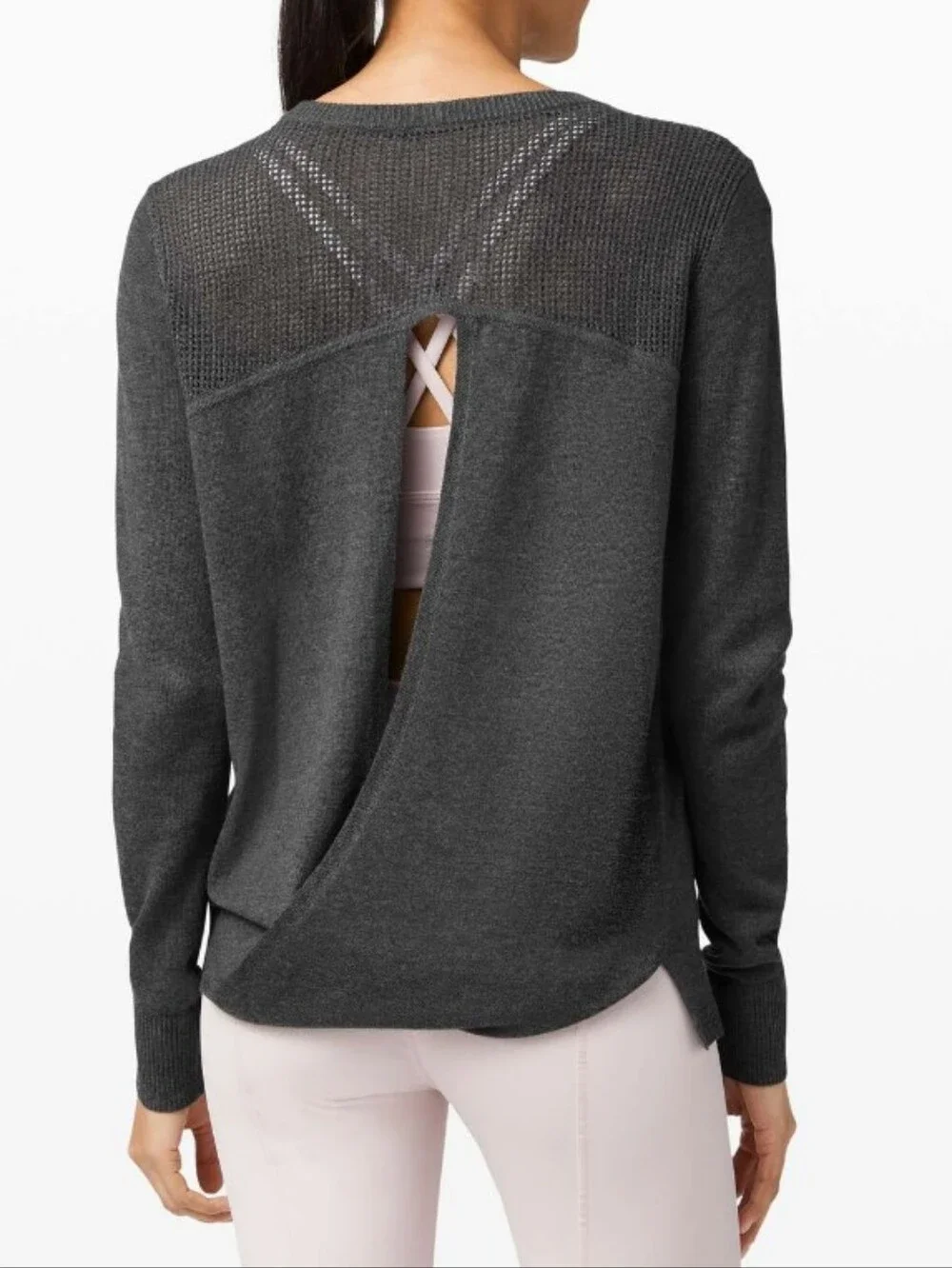 Lululemon Back To Balance Gray Knit Long-Sleeve Sweater